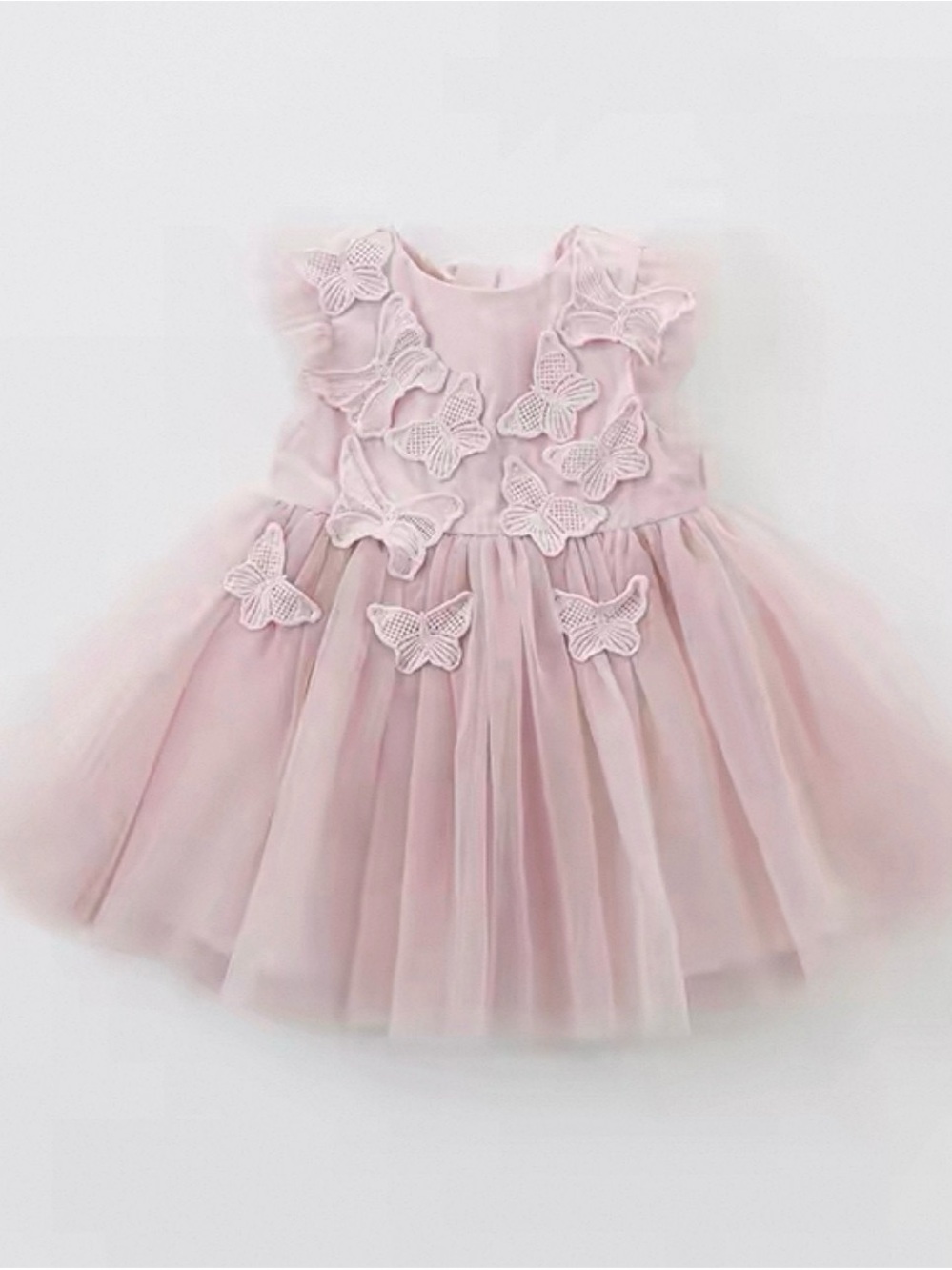 Delicate Pink Butterfly Tulle Dress for Girls - Brand Unspecified